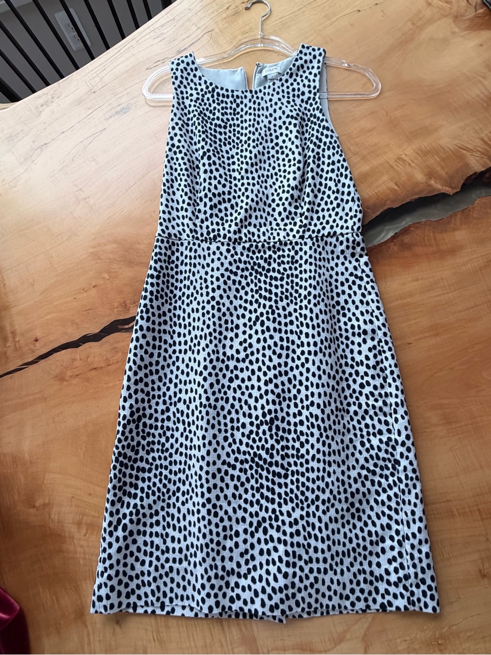 Jcrew Polka Dot Sleeveless A-Line Dress - Black on White